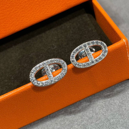 [⭐moonlume]HM FULL DIAMOND PIG NOSE STUD EARRINGS