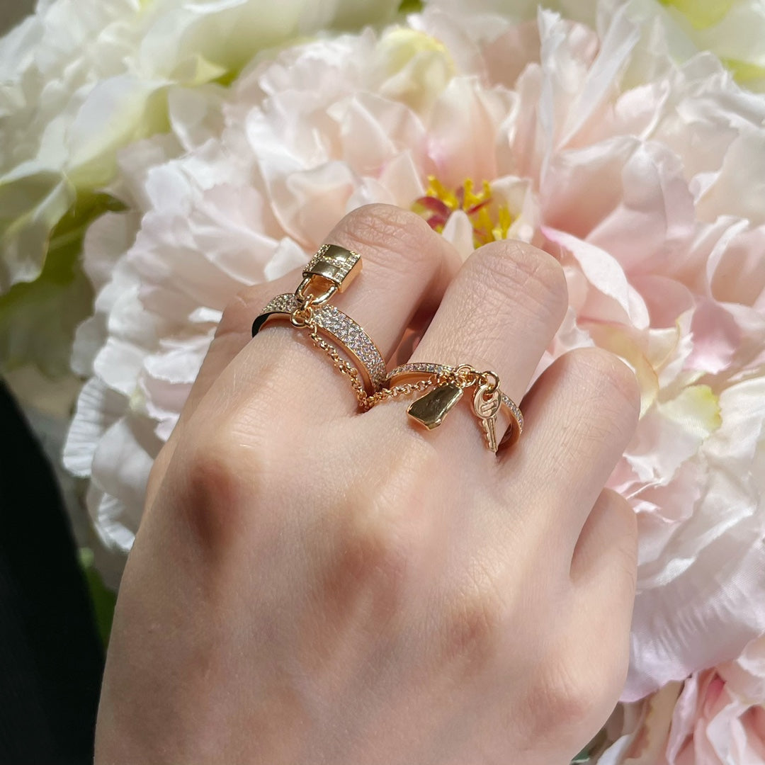 [⭐moonlume]HM KELLY CLOCHETTE DOUBLE RING IN  WITH DIAMONDS