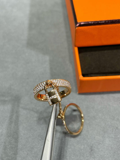 [⭐moonlume]HM KELLY CLOCHETTE DOUBLE RING IN  WITH DIAMONDS