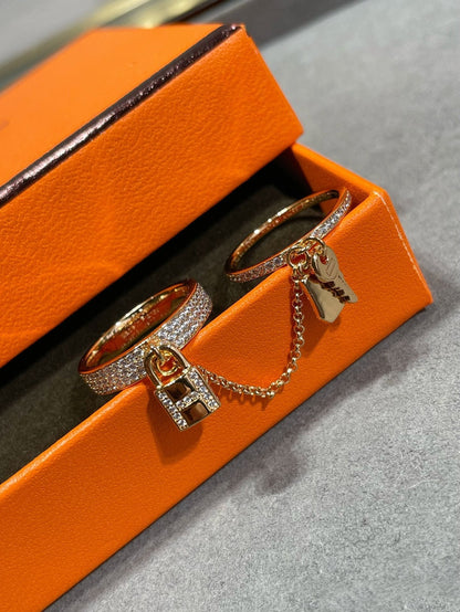 [⭐moonlume]HM KELLY CLOCHETTE DOUBLE RING IN  WITH DIAMONDS