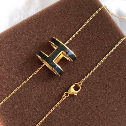 [⭐moonlume]HM CLIC BLACK ENAMEL GOLD NECKLACE