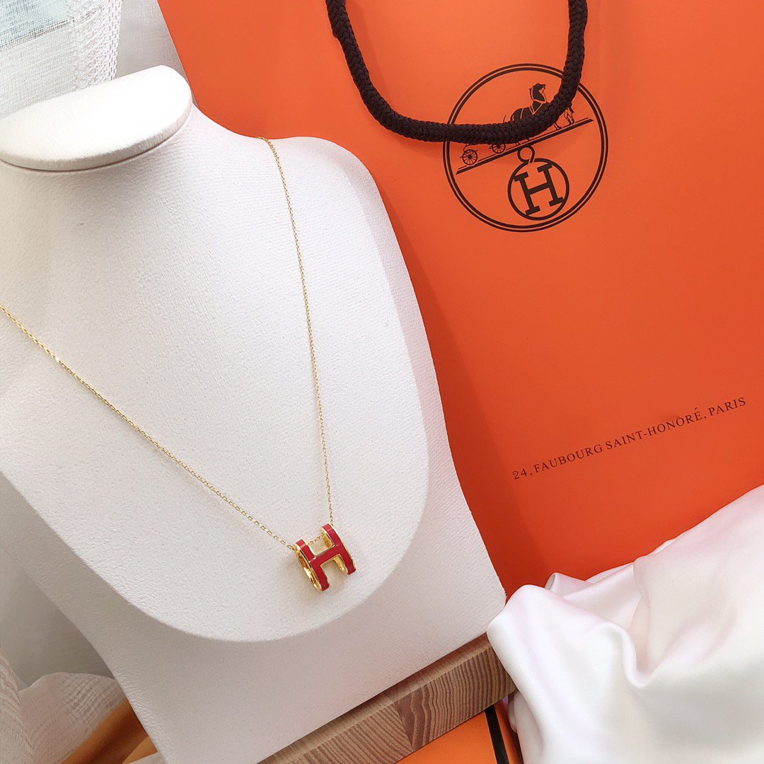 [⭐moonlume]HM CLIC RED ENAMEL GOLD NECKLACE