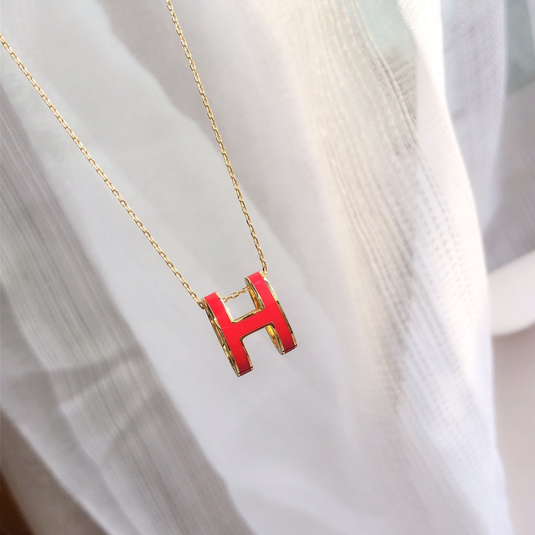 [⭐moonlume]HM CLIC RED ENAMEL GOLD NECKLACE