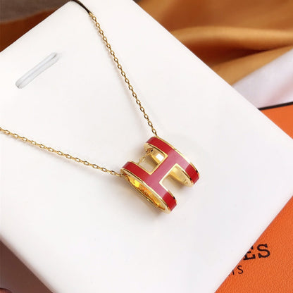 [⭐moonlume]HM CLIC RED ENAMEL GOLD NECKLACE