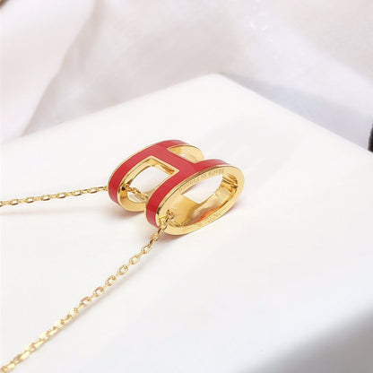 [⭐moonlume]HM CLIC RED ENAMEL GOLD NECKLACE