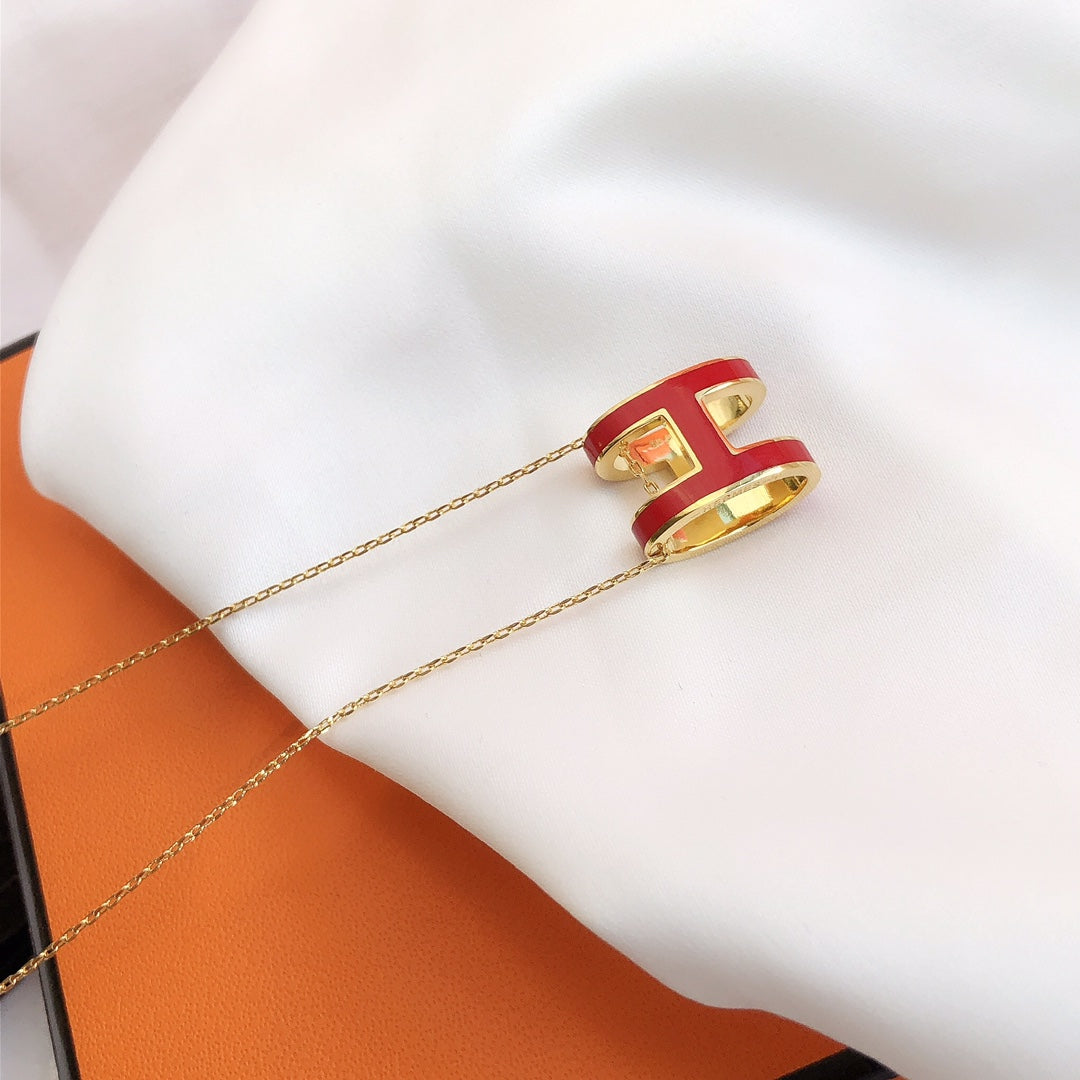 [⭐moonlume]HM CLIC RED ENAMEL GOLD NECKLACE