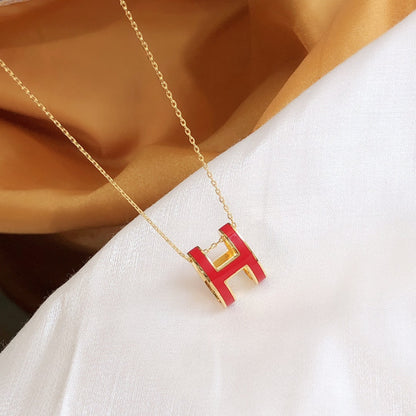 [⭐moonlume]HM CLIC RED ENAMEL GOLD NECKLACE