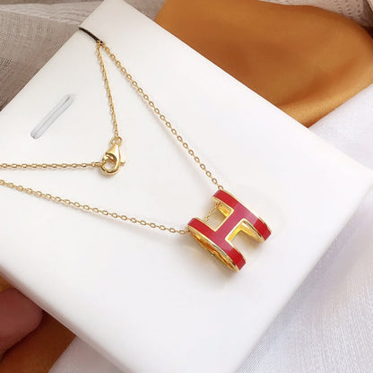 [⭐moonlume]HM CLIC RED ENAMEL GOLD NECKLACE
