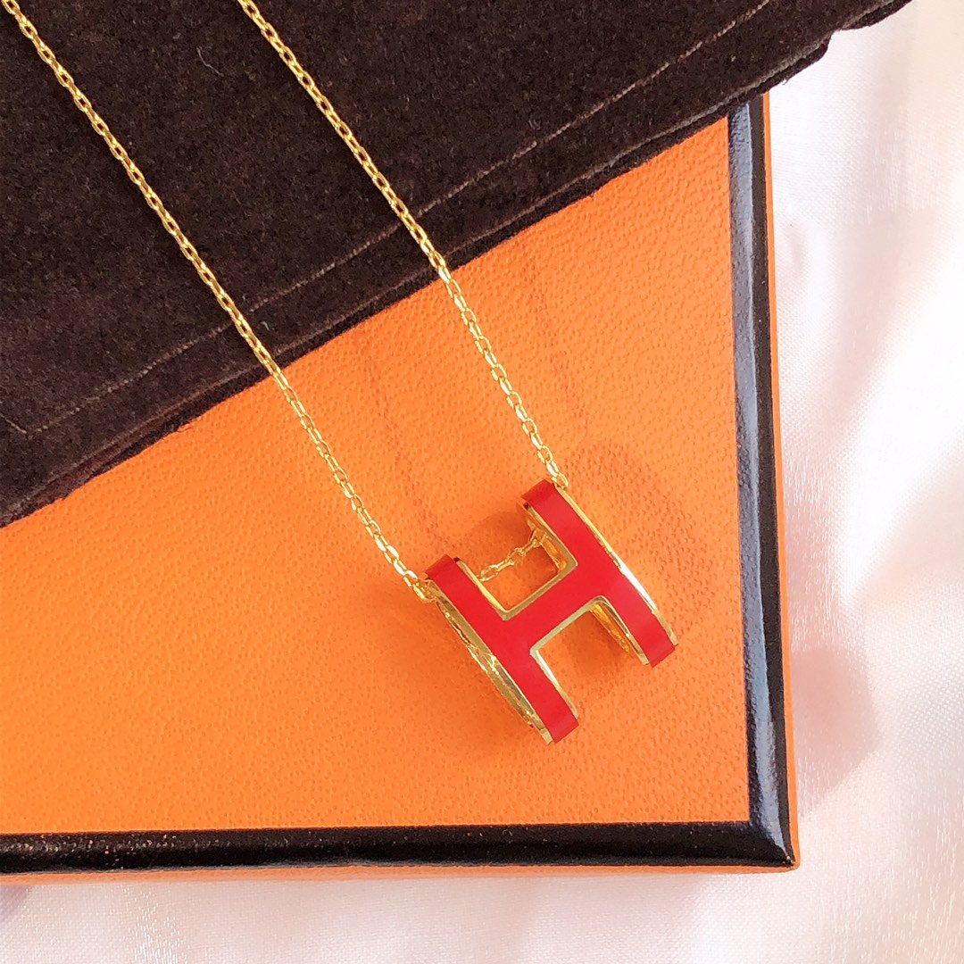 [⭐moonlume]HM CLIC RED ENAMEL GOLD NECKLACE