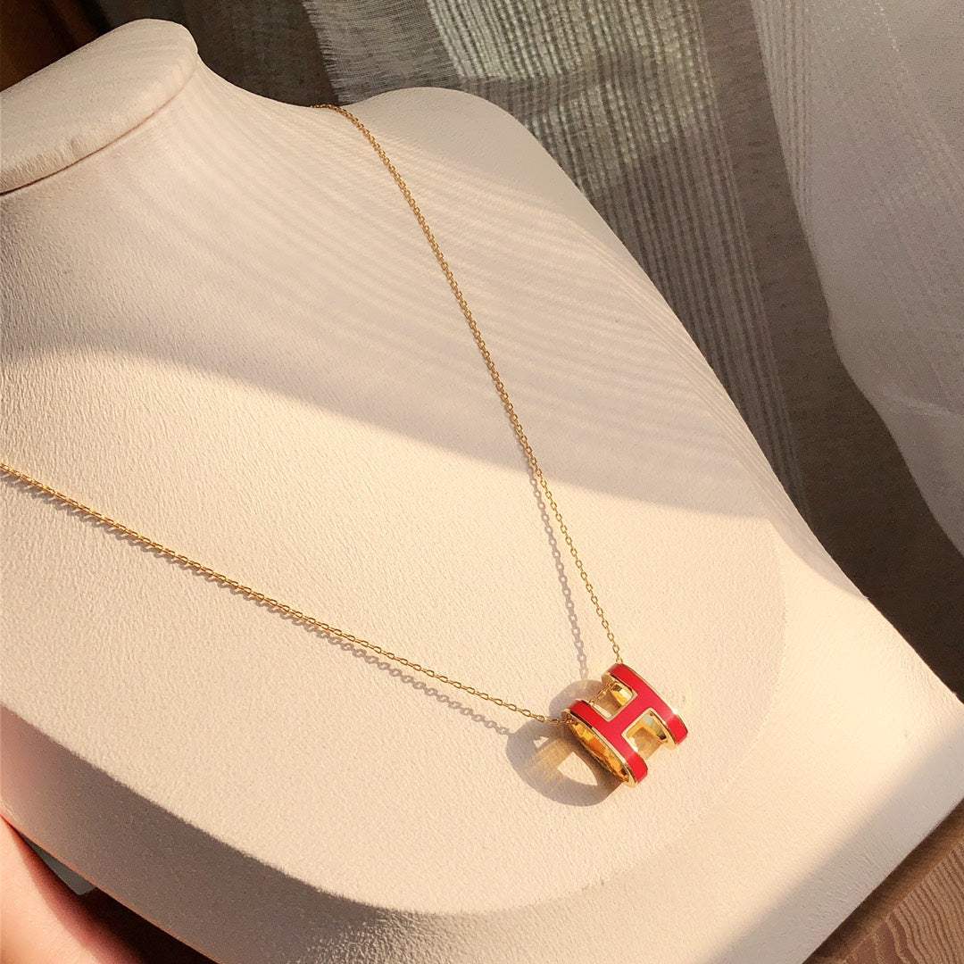 [⭐moonlume]HM CLIC RED ENAMEL GOLD NECKLACE