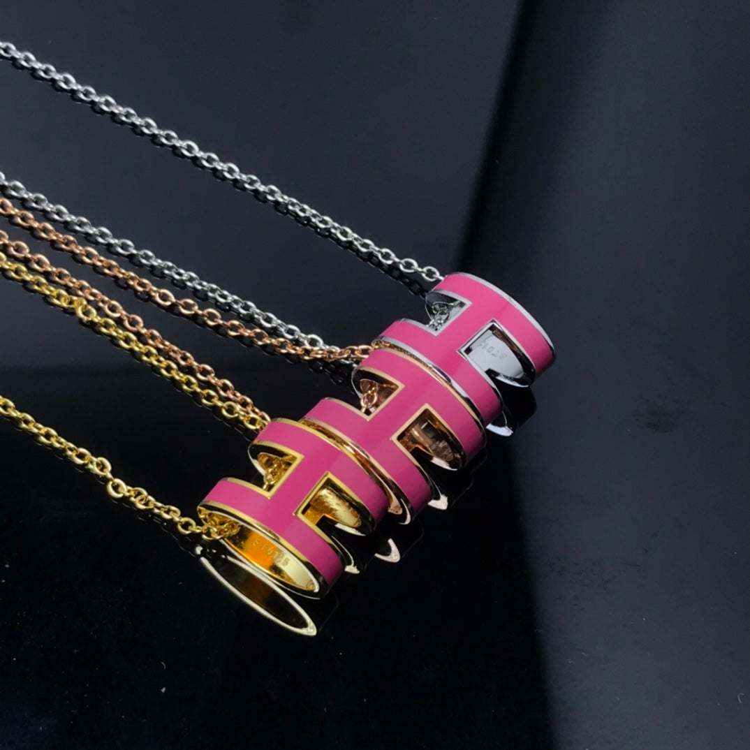 [⭐moonlume]H NECKLACE PINK