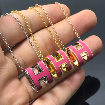 [⭐moonlume]H NECKLACE PINK