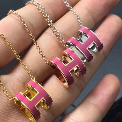 [⭐moonlume]H NECKLACE PINK