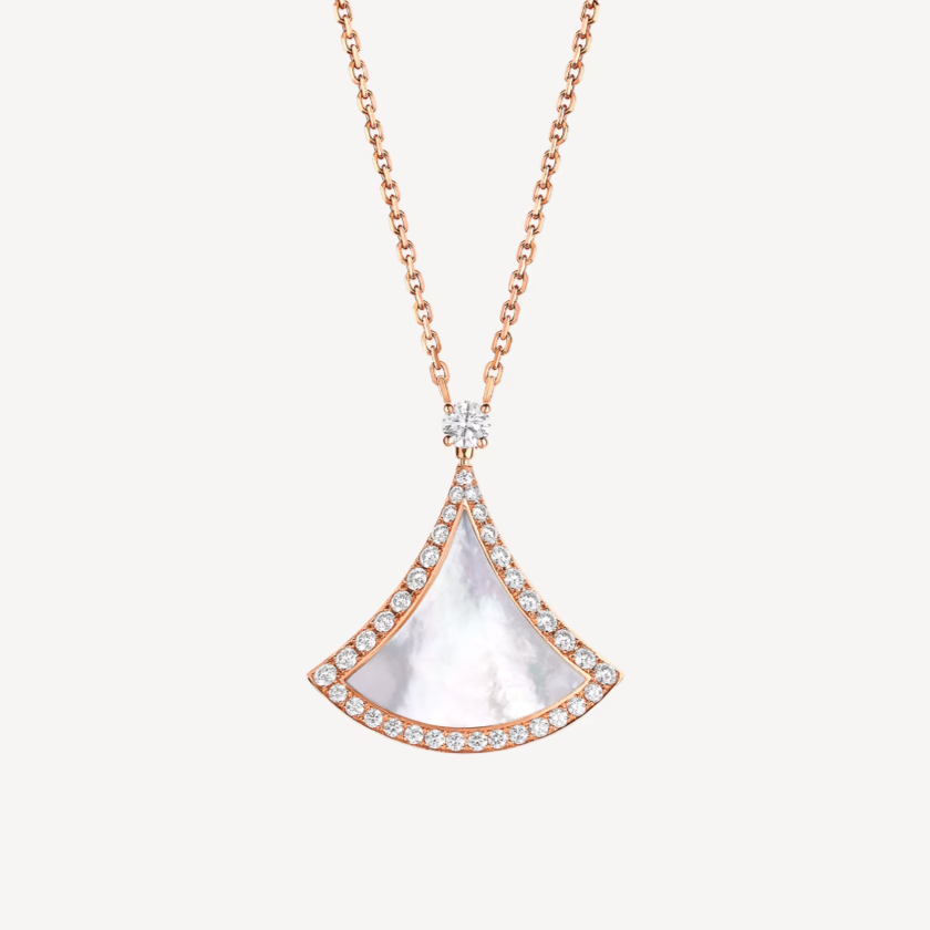 [⭐moonlume]DREAM MOP DIAMOND PAVED PINK GOLD NECKLACE