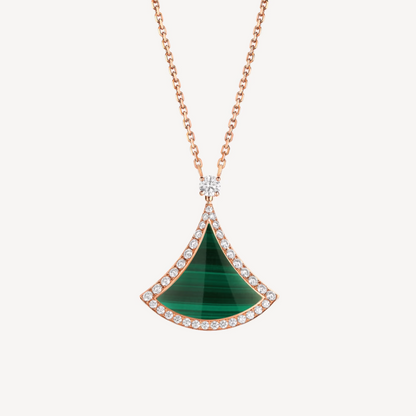 [⭐moonlume]DREAM MALACHITE DIAMOND PAVED PINK GOLD NECKLACE