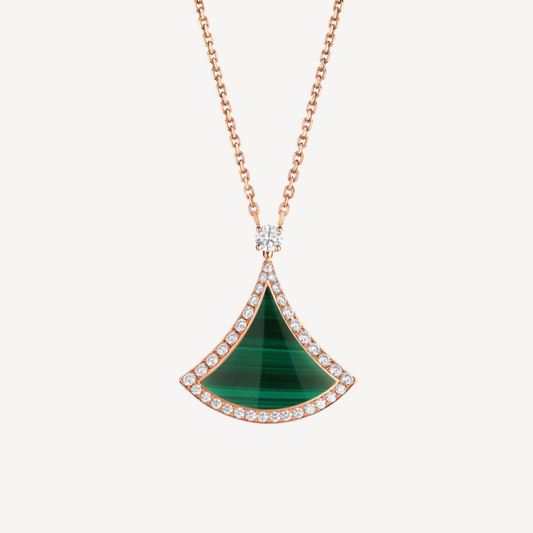 [⭐moonlume]DREAM MALACHITE DIAMOND PAVED PINK GOLD NECKLACE