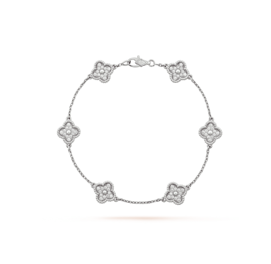 [⭐moonlume]CLOVER 6 MOTIF SILVER DIAMOND BRACELET