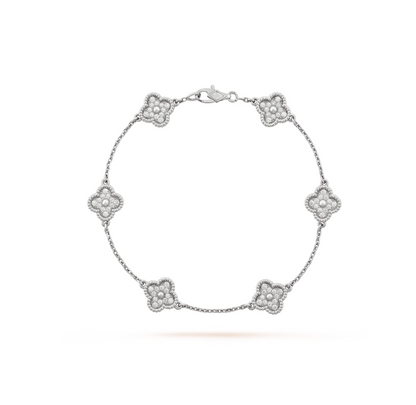 [⭐moonlume]CLOVER 6 MOTIF SILVER DIAMOND BRACELET