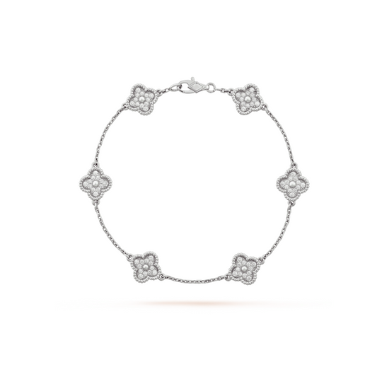 [⭐moonlume]CLOVER 6 MOTIF SILVER DIAMOND BRACELET