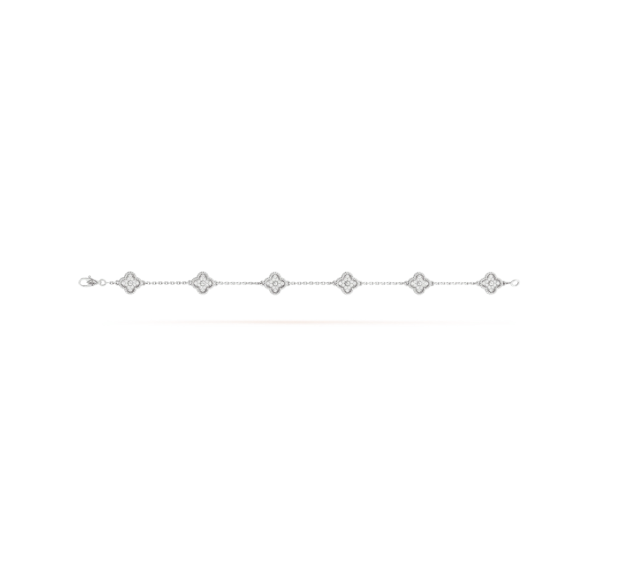 [⭐moonlume]CLOVER 6 MOTIF SILVER DIAMOND BRACELET