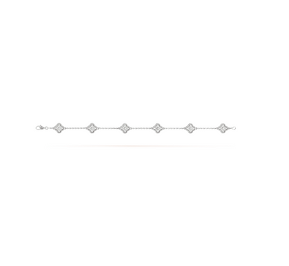 [⭐moonlume]CLOVER 6 MOTIF SILVER DIAMOND BRACELET