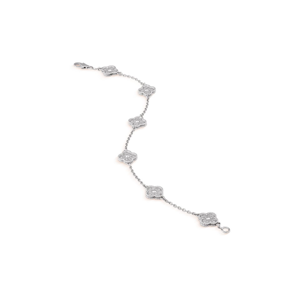 [⭐moonlume]CLOVER 6 MOTIF SILVER DIAMOND BRACELET