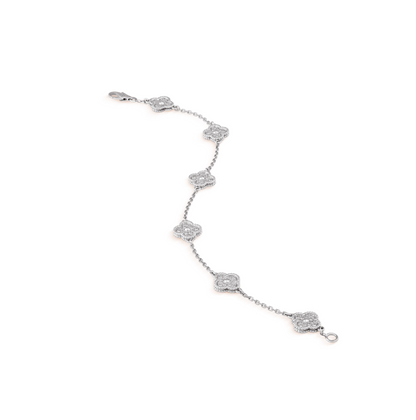 [⭐moonlume]CLOVER 6 MOTIF SILVER DIAMOND BRACELET