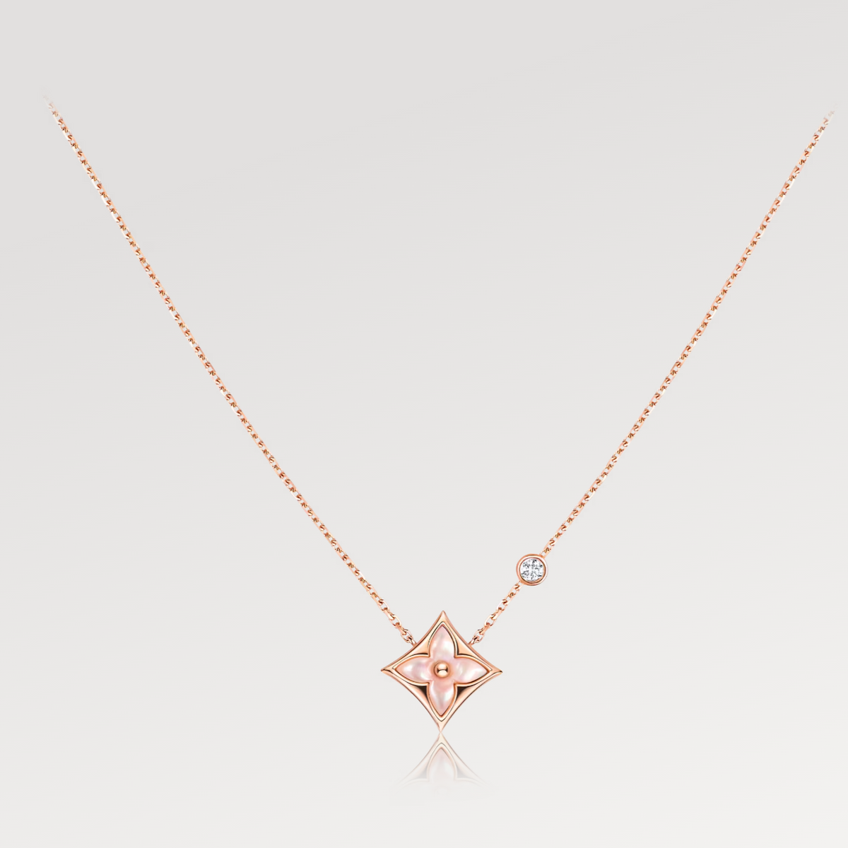 [⭐moonlume]STAR PINK MOP 1 DIAMOND PINK GOLD NECKLACE
