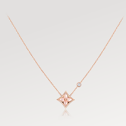 [⭐moonlume]STAR PINK MOP 1 DIAMOND PINK GOLD NECKLACE