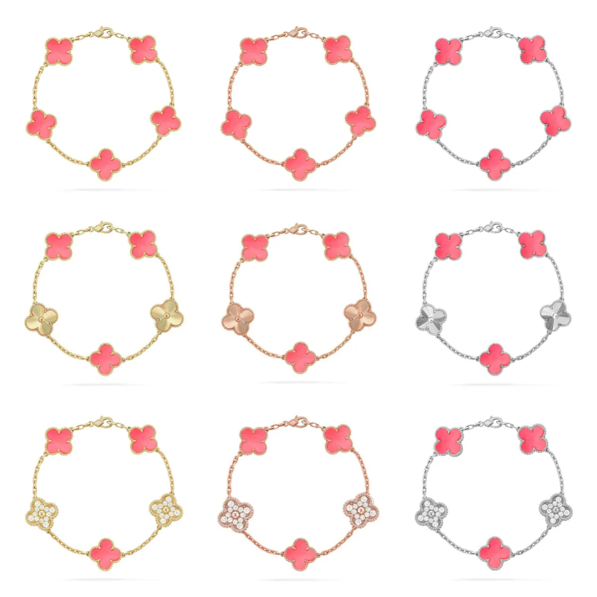 [⭐moonlume] CLOVER 5 MOTIFS  PINK MOP BRACELET COLLECTION