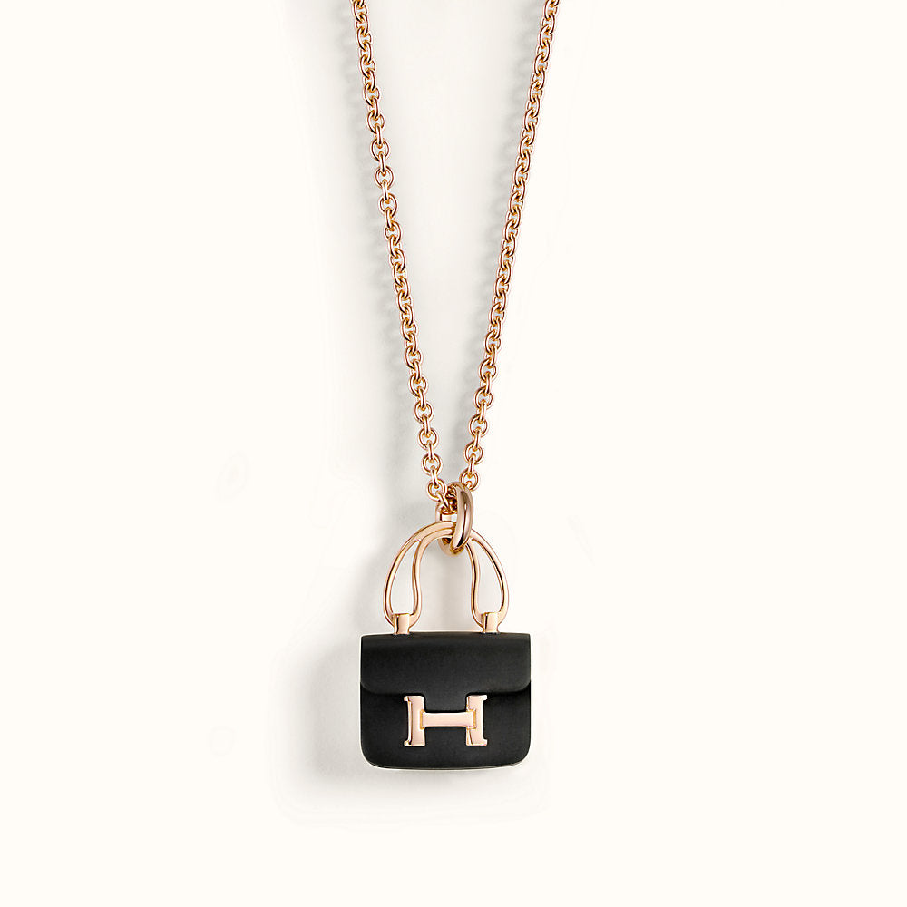 [⭐moonlume]CONSTANCE BLACK PEDANT PINK GOLD NECKLACE