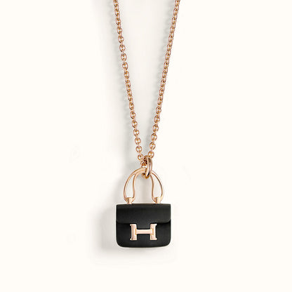 [⭐moonlume]CONSTANCE BLACK PEDANT PINK GOLD NECKLACE