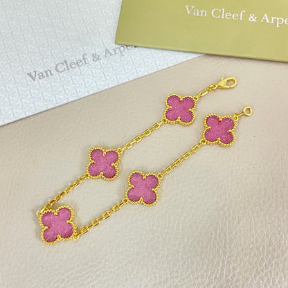[⭐moonlume]NEW BUBBLE PINK ENAMEL 5-FLOWER BRACELET