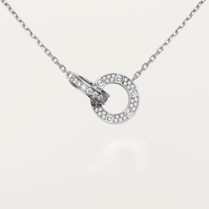 [⭐moonlume]LOVE 7.6MM NECKLACE ROSE GOLD AND SILVER  FULL DIAMOND