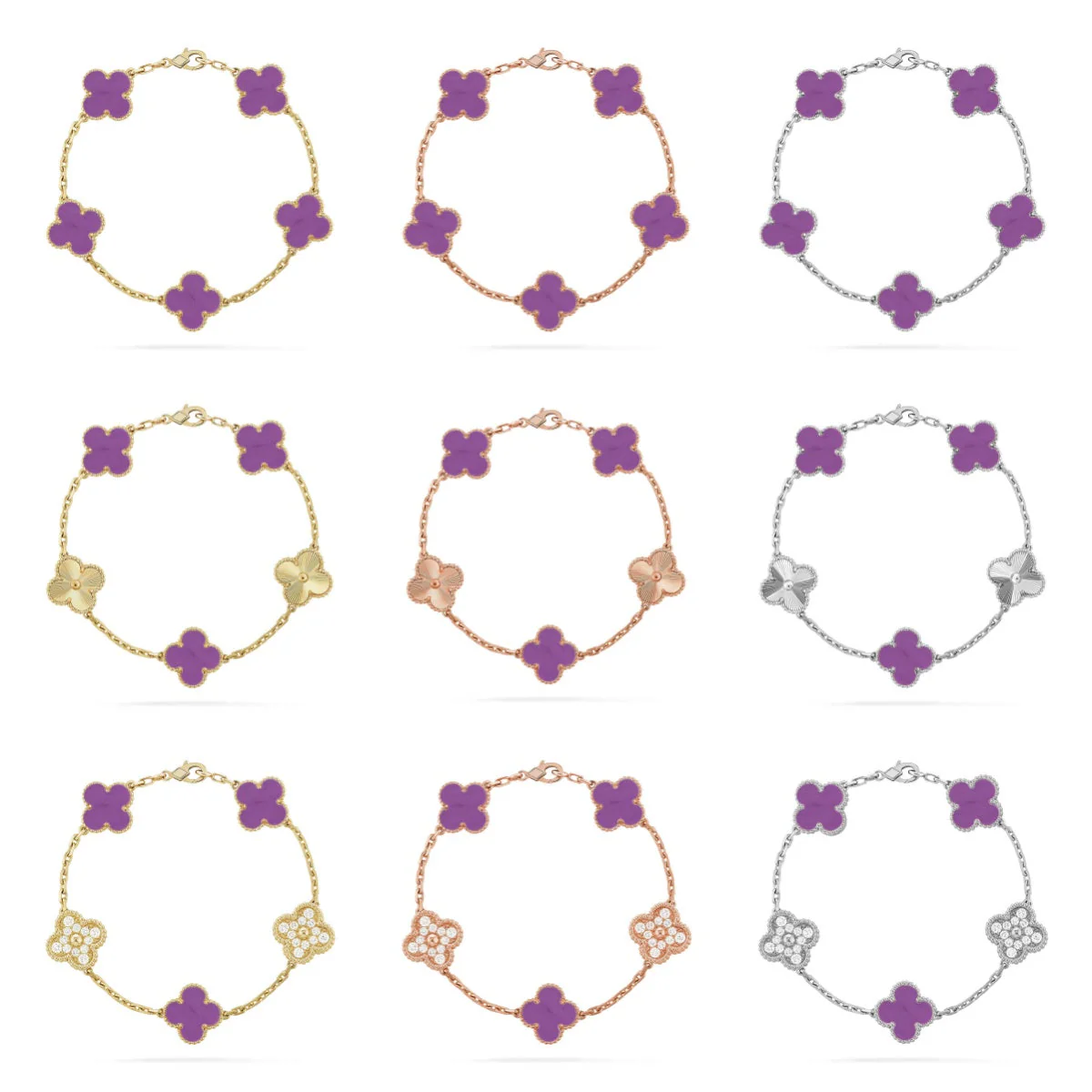 [⭐moonlume] CLOVER 5 MOTIF VIOLET BRACELET COLLECTION