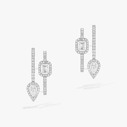 [⭐moonlume]CREOLES MY TWIN 2 RANGS SILVER DIAMOND EARRINGS