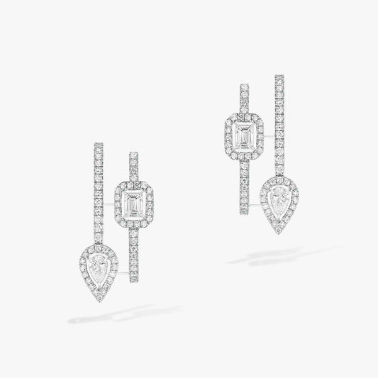 [⭐moonlume]CREOLES MY TWIN 2 RANGS SILVER DIAMOND EARRINGS