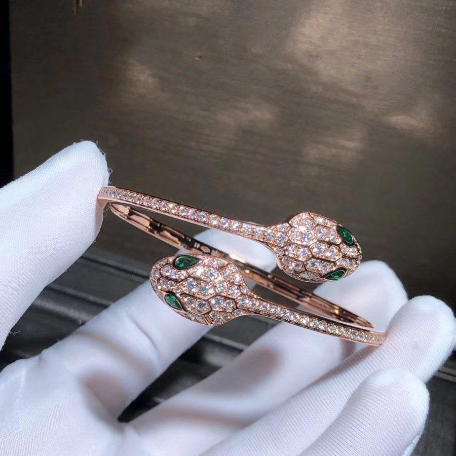 [⭐moonlume]SERPENTI BRACELET PINK GOLD MALACHITE DIAMOND DOUBLE SNAKE