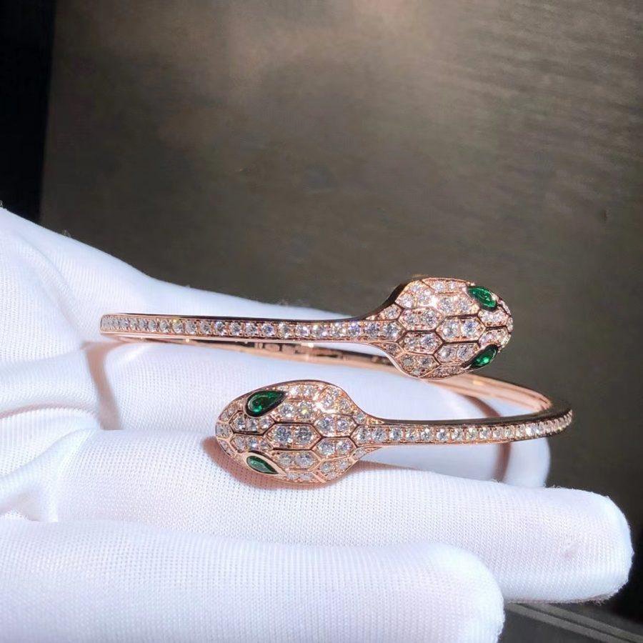 [⭐moonlume]SERPENTI BRACELET PINK GOLD MALACHITE DIAMOND DOUBLE SNAKE