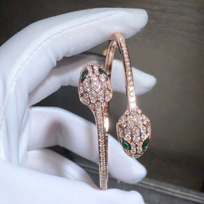 [⭐moonlume]SERPENTI BRACELET PINK GOLD MALACHITE DIAMOND DOUBLE SNAKE
