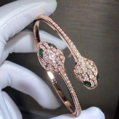 [⭐moonlume]SERPENTI BRACELET PINK GOLD MALACHITE DIAMOND DOUBLE SNAKE