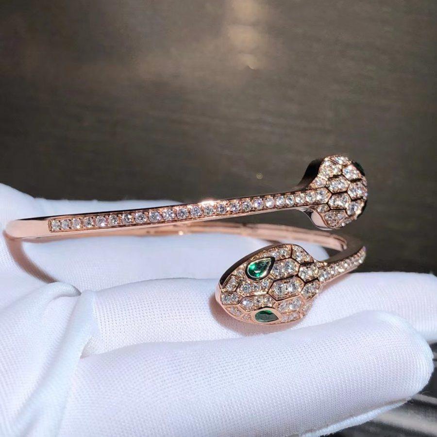 [⭐moonlume]SERPENTI BRACELET PINK GOLD MALACHITE DIAMOND DOUBLE SNAKE