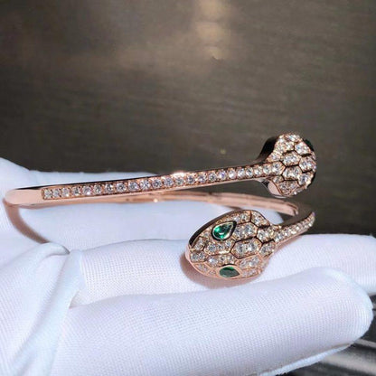 [⭐moonlume]SERPENTI BRACELET PINK GOLD MALACHITE DIAMOND DOUBLE SNAKE