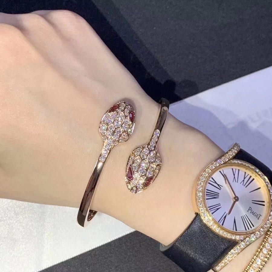 [⭐moonlume]SERPENTI BRACELET PINK GOLD DIAMOND DOUBLE SNAKE