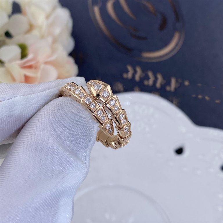 [⭐moonlume]SERPENTI RING PINK GOLD DIAMOND PAVED 4MM