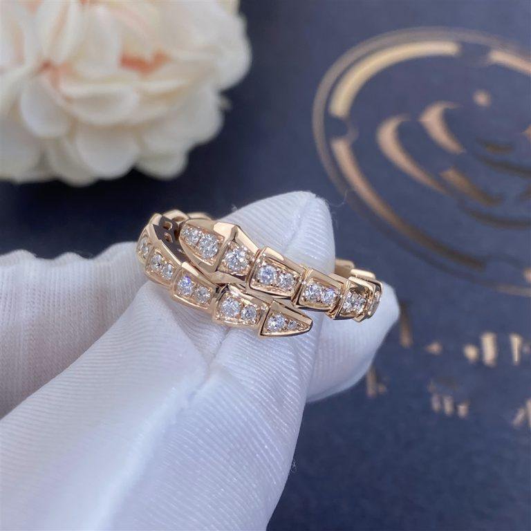 [⭐moonlume]SERPENTI RING PINK GOLD DIAMOND PAVED 4MM