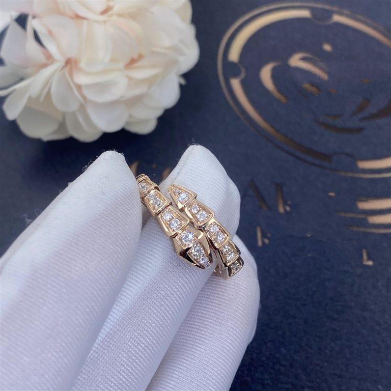 [⭐moonlume]SERPENTI RING PINK GOLD DIAMOND PAVED 4MM