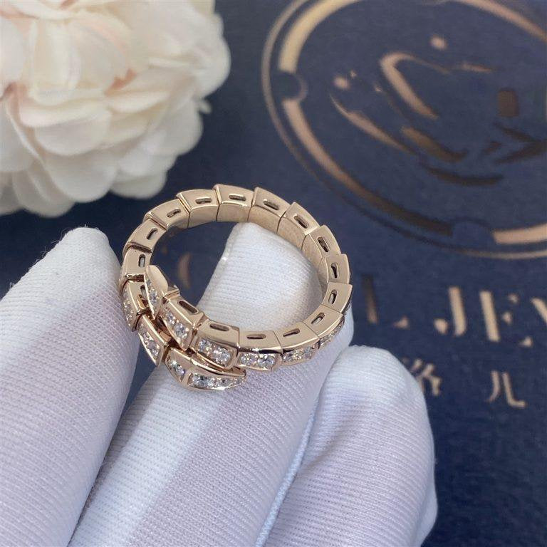 [⭐moonlume]SERPENTI RING PINK GOLD DIAMOND PAVED 4MM