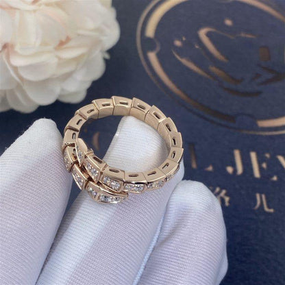 [⭐moonlume]SERPENTI RING PINK GOLD DIAMOND PAVED 4MM