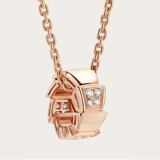 [⭐moonlume]SERPENTI PEDANT DIAMOND PINK GOLD NECKLACE